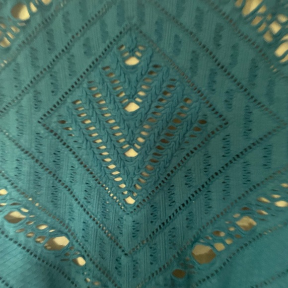 FREE PEOPLE Medallion Seamless Crochet Lace Slip Dress Teal Blue - Picture 7 of 7